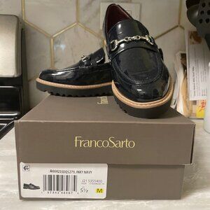 Navy Blue Patent Franco Sarto Loafers